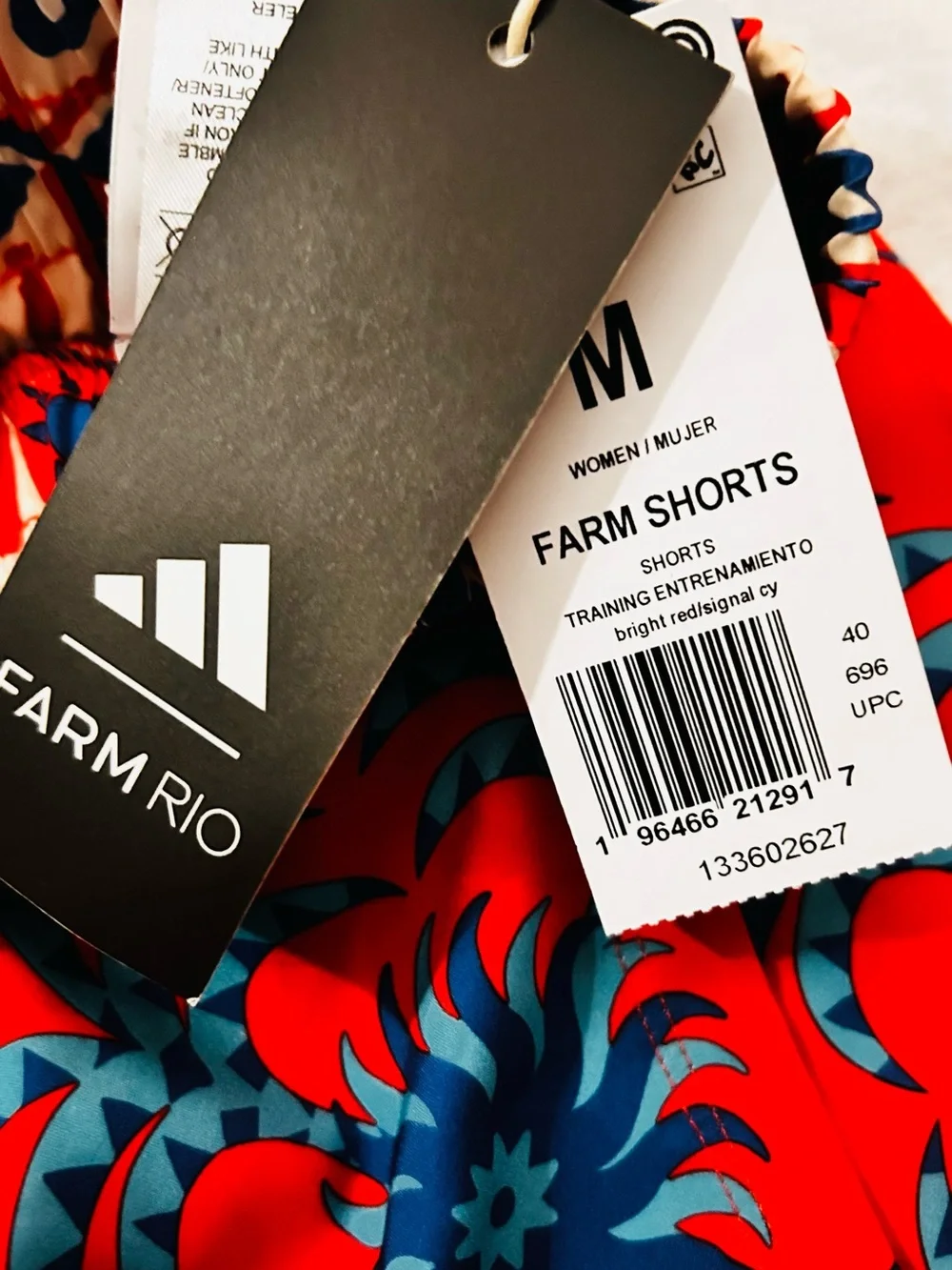 FARM Rio Red & Blue Athletic Shorts with Bold Floral Print - Picture 3 of 4